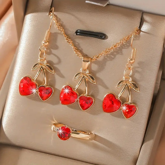 Süße Verführung in Rot: Cherry Kiss Schmuckset